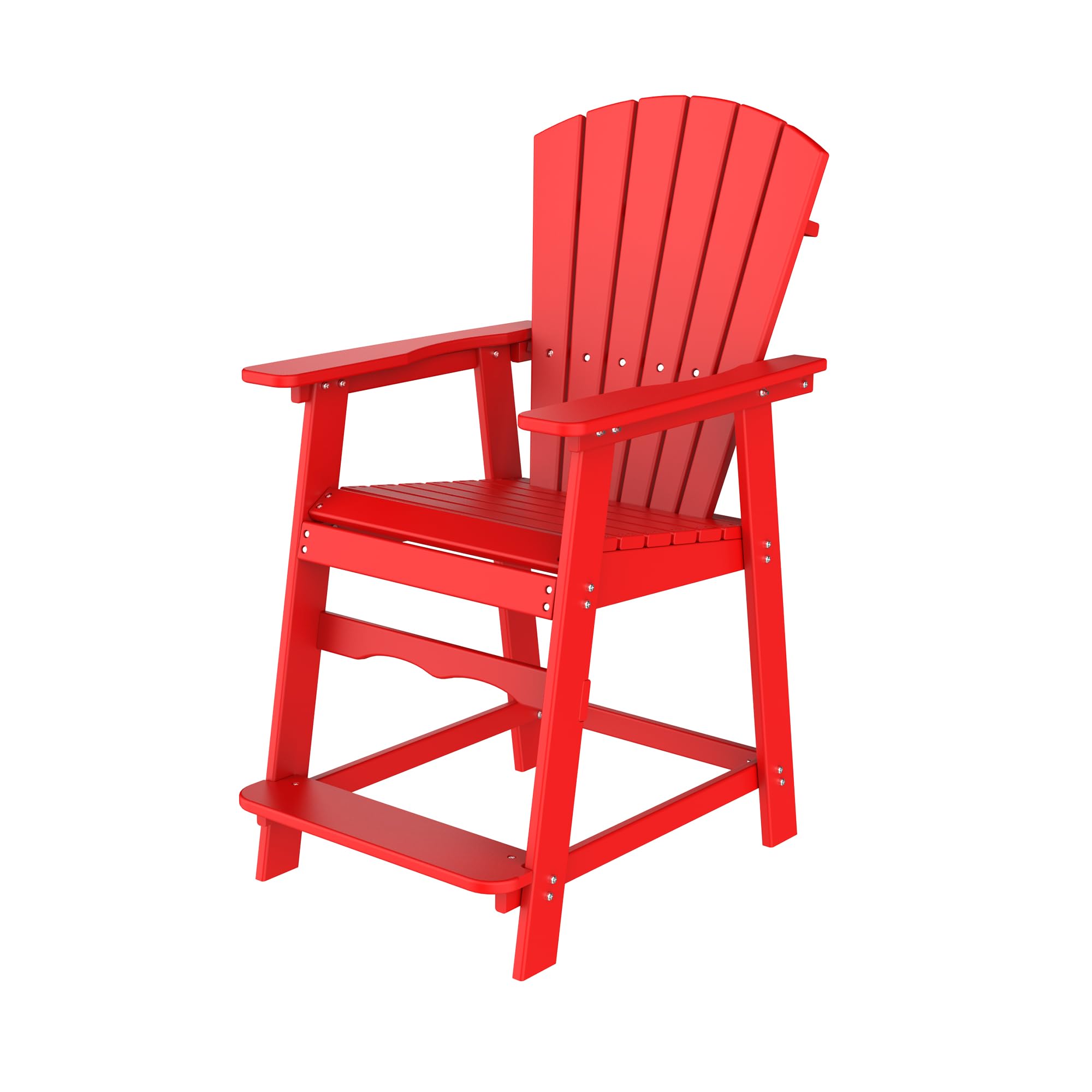 VSMKSJ Red Tall Adirondack Chair Outdoor Patio Chair and Weather Resistant Adirondack Balcony Chair for Porch,Garden,Backyard,Balcony (1 Chair)