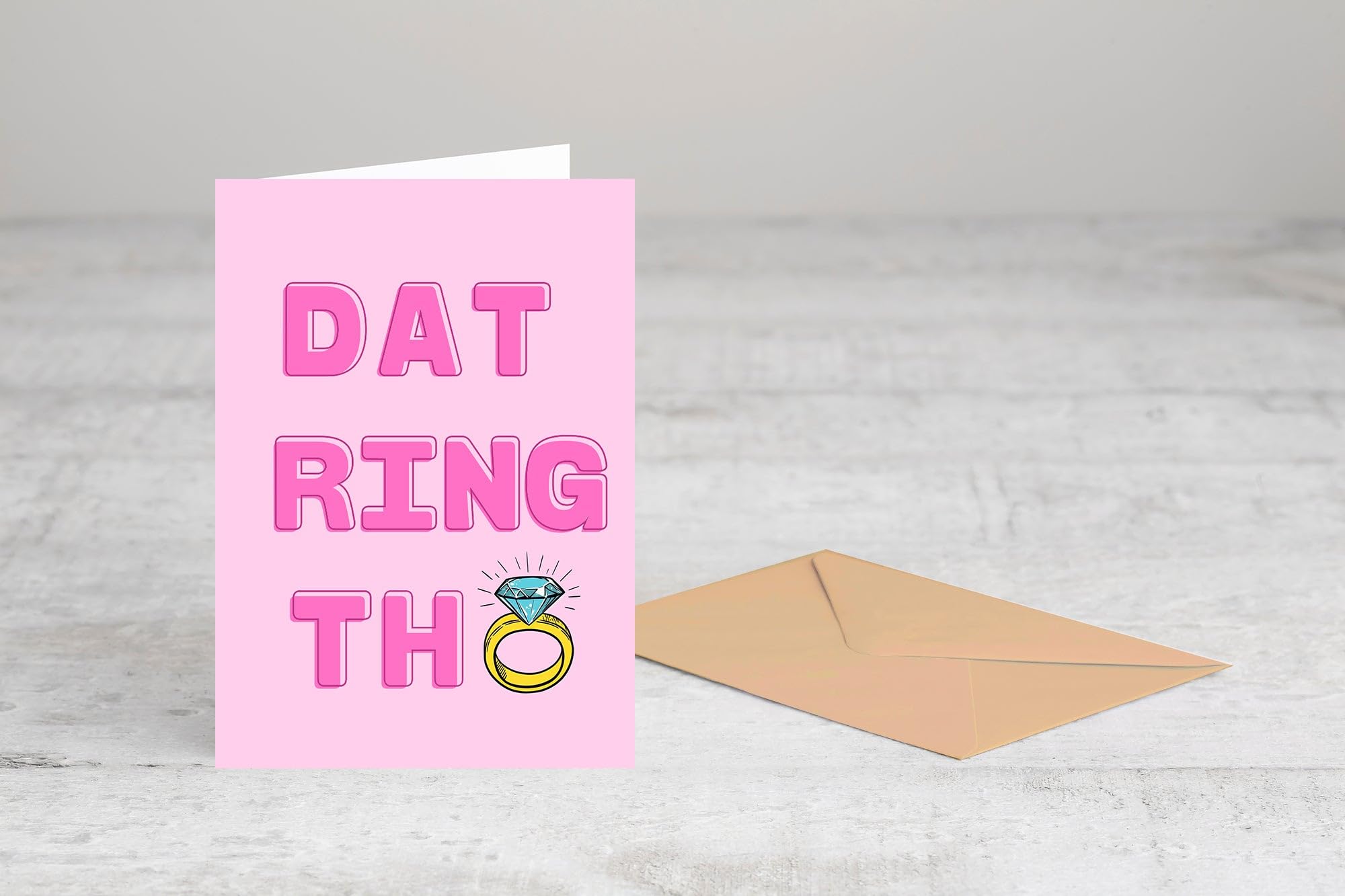 H2TDesigns Dat Ring Tho Card - Funny Engagement Card - Funny Wedding Cards - Engagement Gift - Bridal Shower Gift - Just Married - Just Engaged - Gift For Bride - Blank Inside