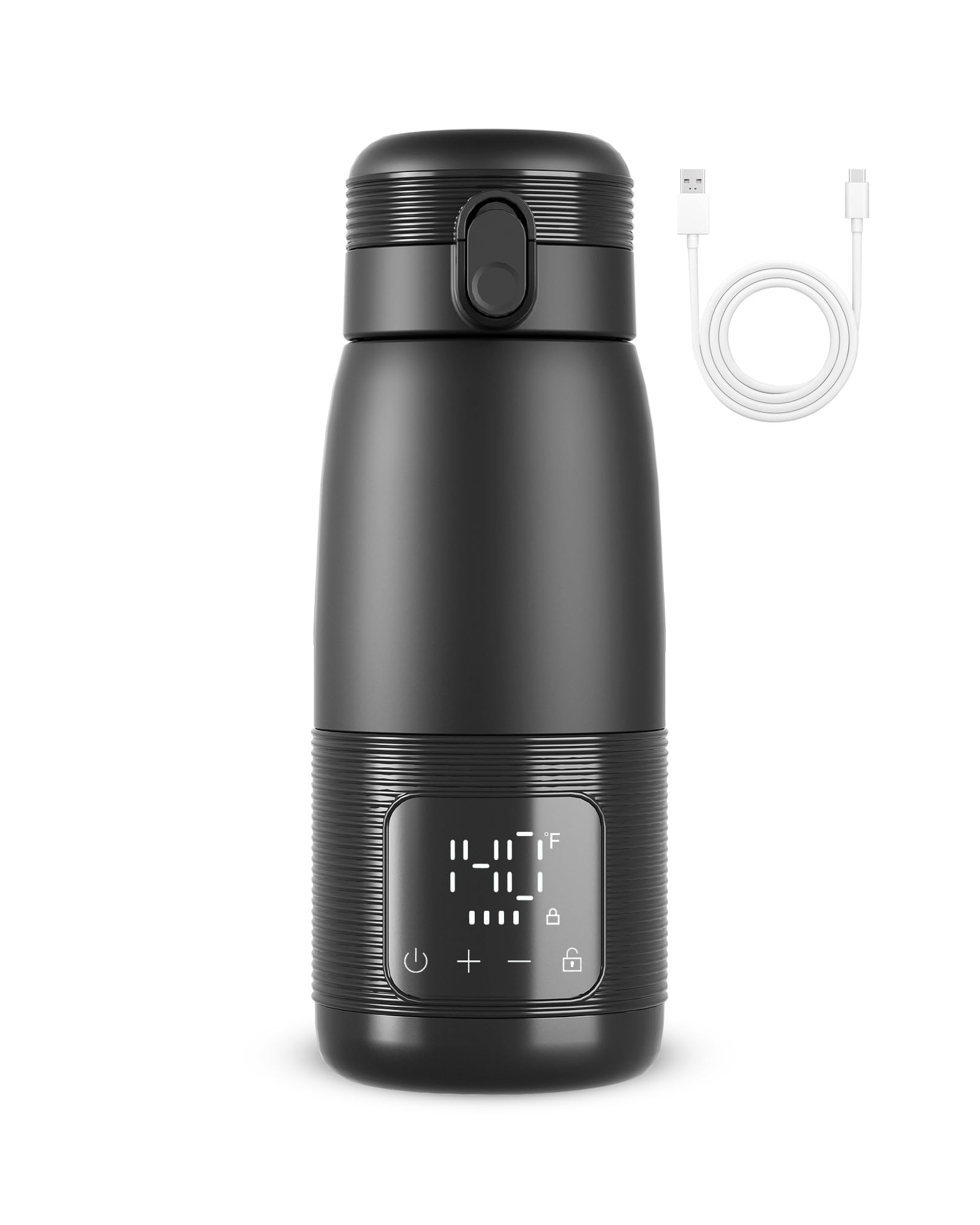 Smart Temperature Control Heated Coffee Mug with 6-10H Battery Life & LED Display, 12 Oz Self Warming Rechargeable Coffee Tumbler with Leak-Proof Lid, for Travel, Road Trip, Camping, Hiking, Car, etc