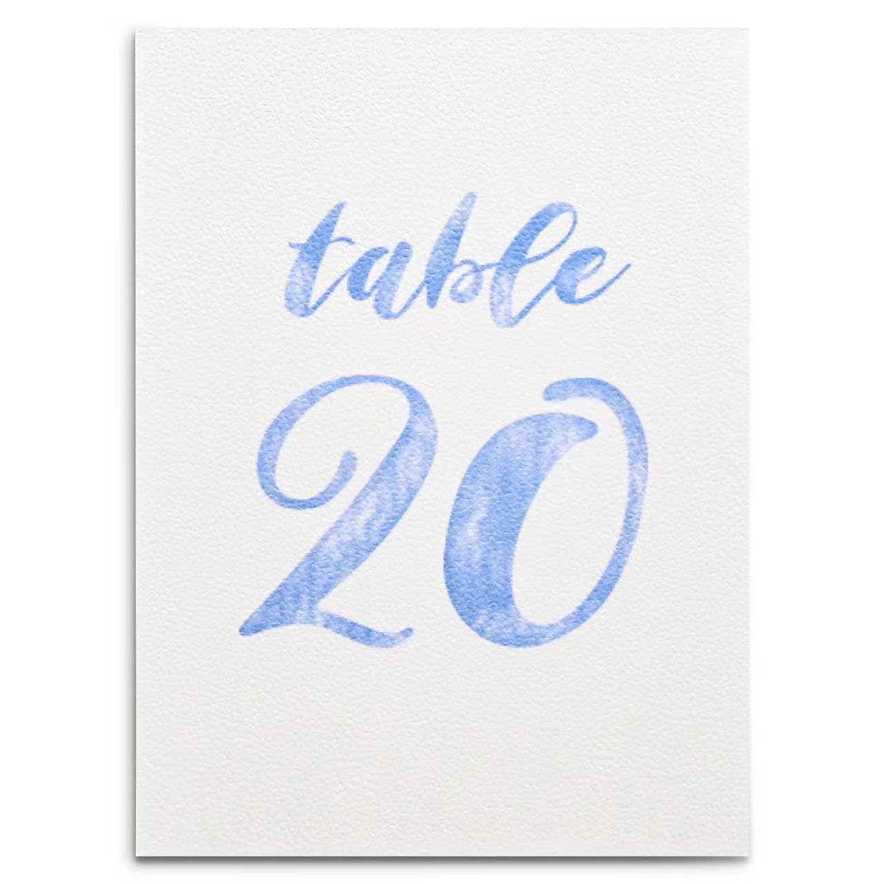 Blue Wedding Table Number Cards, Elegant 5 x 7 inch Seating Signs, Double Sided Numeric Table Numbers 1-20 Wedding Table Decorations for Wedding Receptions, Anniversary Parties and more（20）