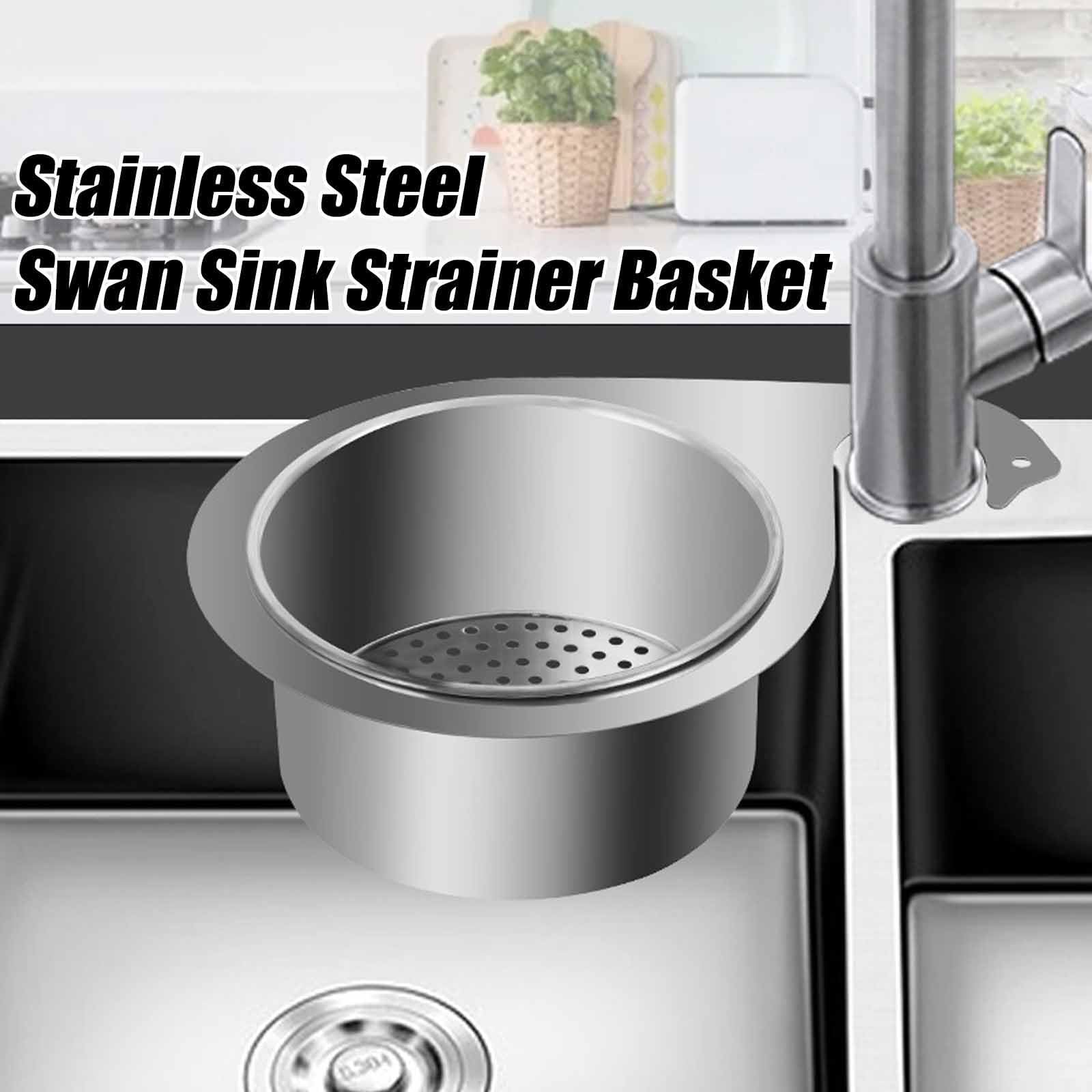 Stainless Steel Swan Sink Strainer Basket,Food Catcher for Sink Drain,Stainless Steel Sink Strainers for Kitchen Sink Food Catcher,Swan Drain Basket for Kitchen Sink (1set)