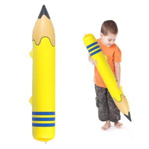 giant large inflatable pencil balloon birthday party back to school graduation favor blow up balloon hanging classroom decoration for classroom garden room birthday party decorations (yellow 2)