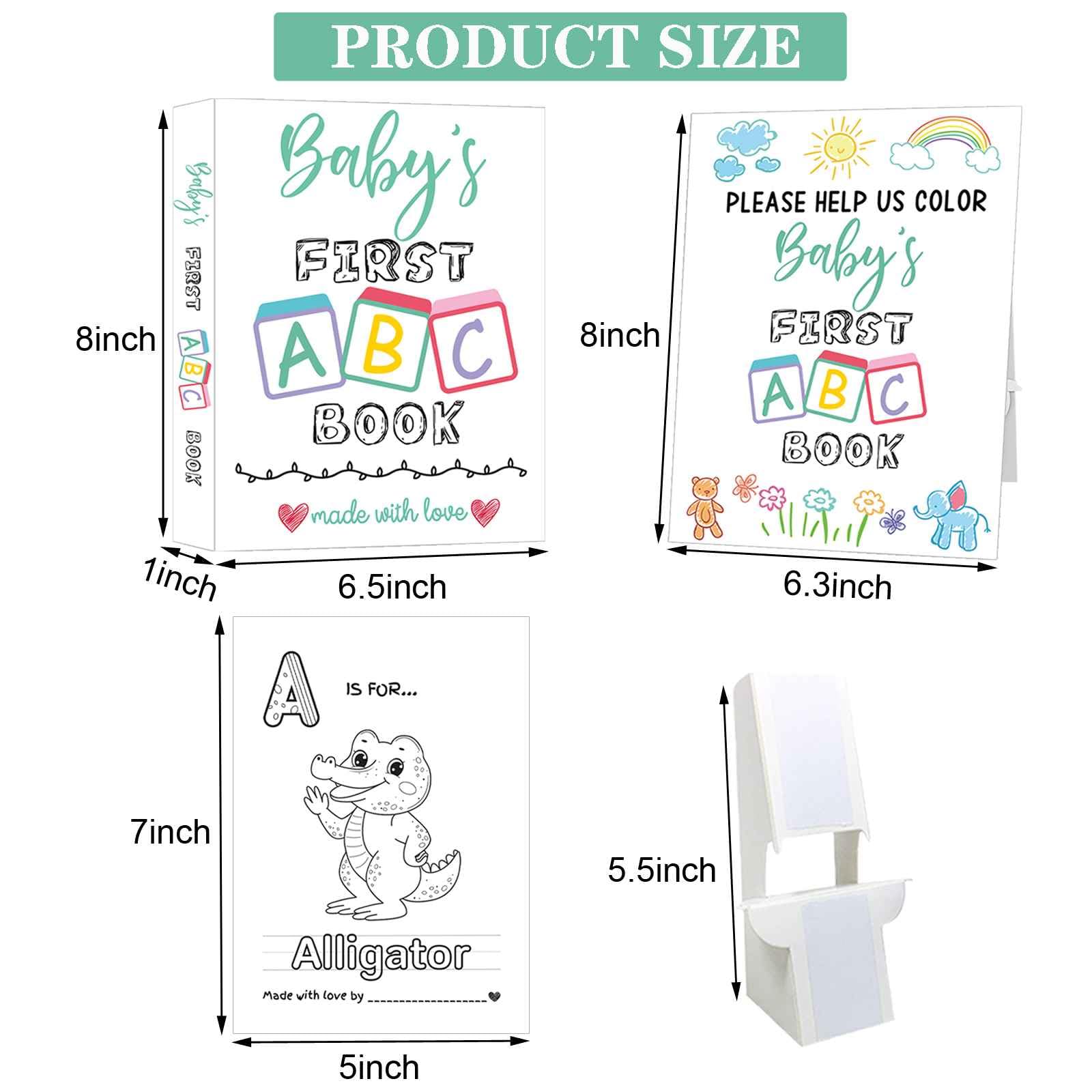 Baby's First ABC Book Baby Shower Activity Keepsake Game, ABC Coloring Baby Shower Guest Book Alternative, Baby's First Alphabet Coloring Book, Alphabet A to Z Coloring Pages