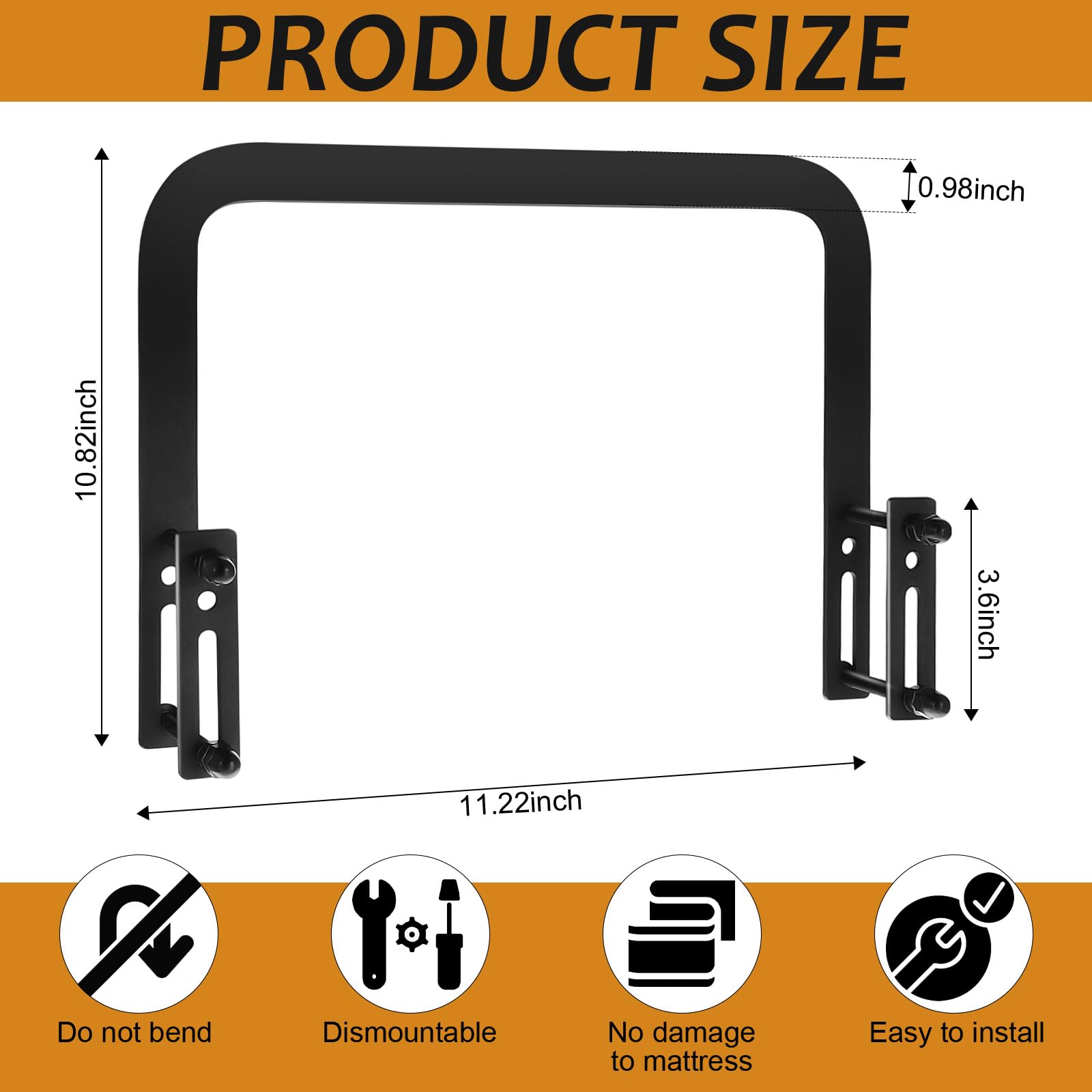 Mattress Slide Stopper, Non Slip Mattress Gripper for Metal Bed Frame, Mattress Holder Retainer Bar to Keep Mattress Topper from Sliding (2 Mattress Holders)