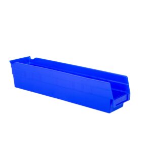 hudson exchange 18 x 4 x 4" plastic nesting storage 18” shelf bin container - 15 lb capacity (blue)