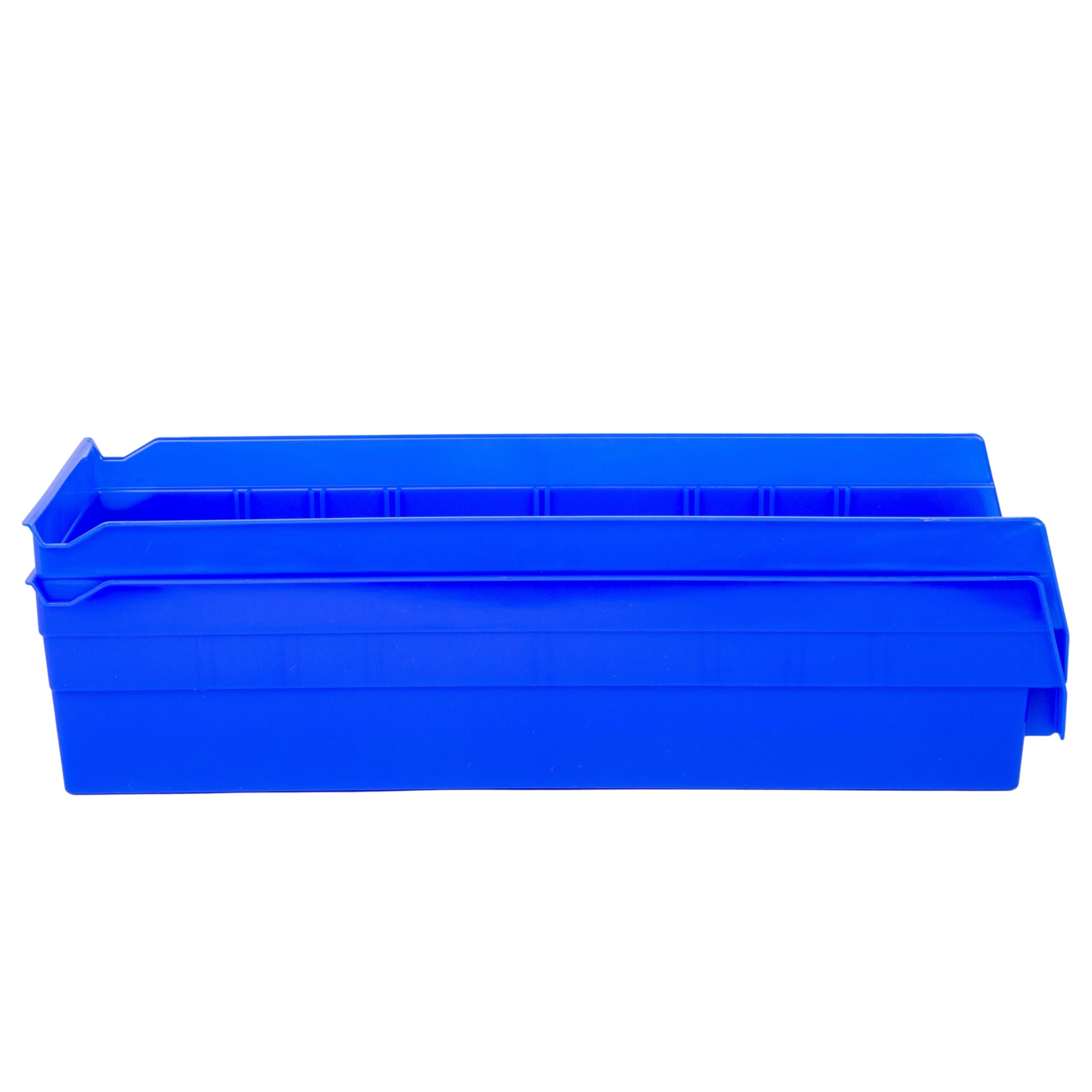 Hudson Exchange 18 x 6 x 4" Plastic Nesting Storage 18” Shelf Bin Container - 20 lb Capacity (Blue)