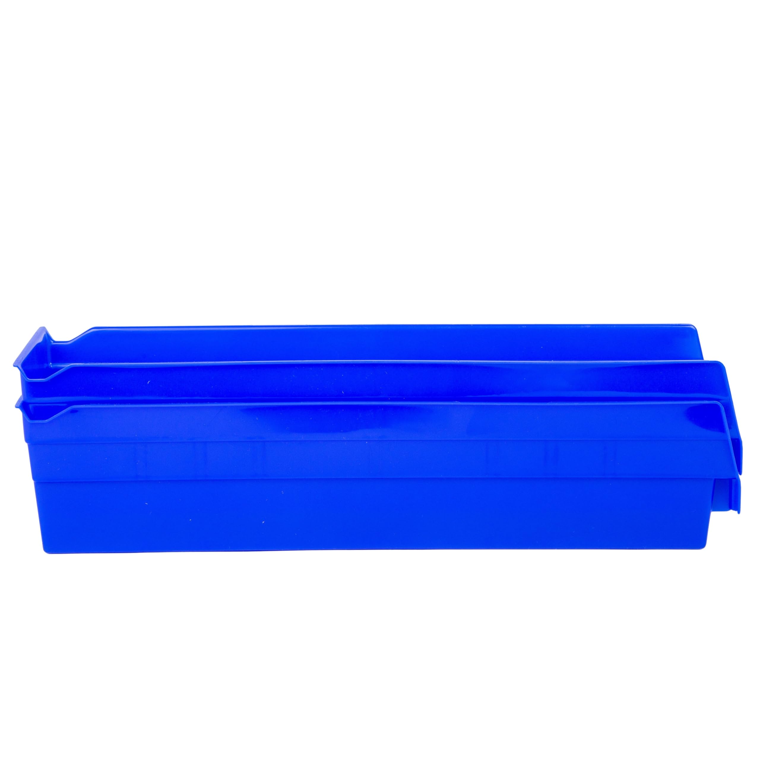 Hudson Exchange 18 x 4 x 4" Plastic Nesting Storage 18” Shelf Bin Container - 15 lb Capacity (Blue)