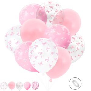 50pcs pink bow balloons, pink bow coquette party decorations, pink bow party supplies