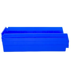 Hudson Exchange 18 x 8 x 4" Plastic Nesting Storage 18” Shelf Bin Container - 20 lb Capacity (Blue)