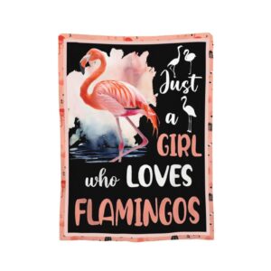 Flamingo Blanket Just A Girl Who Loves Flamingo Throw Blanket Flamingo Stuff Decor Merch Cozy Flannel Soft Warm Plush Lightweight Bedding Animals Gifts for Girls Woman Sofa Bedding Couch 50"X40"