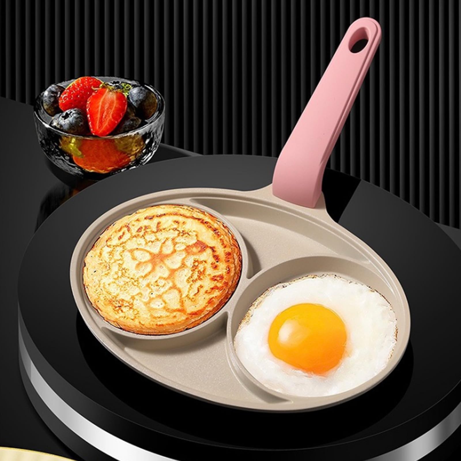 VOTTERCO Egg Frying Pan, 2-Cup Mini Nonstick Egg Pan & Omelet Pan for Breakfast, Healthy Non Toxic Pancake Pan, Easy to Clean Egg Cooker Pan, Suitable for Gas Stove & Induction Cookware (Pink)