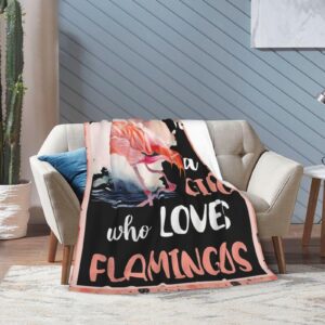 Flamingo Blanket Just A Girl Who Loves Flamingo Throw Blanket Flamingo Stuff Decor Merch Cozy Flannel Soft Warm Plush Lightweight Bedding Animals Gifts for Girls Woman Sofa Bedding Couch 50"X40"