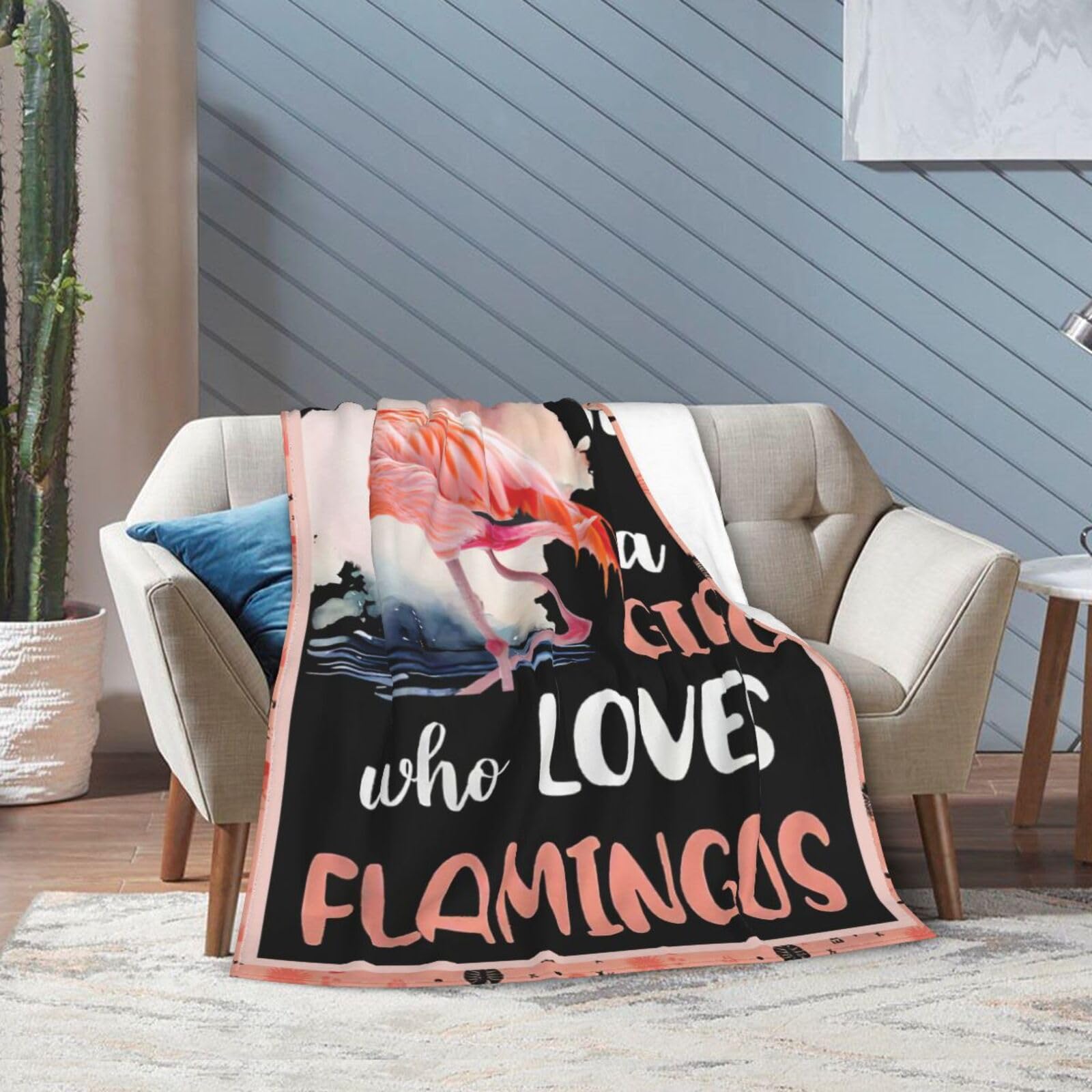 Flamingo Blanket Just A Girl Who Loves Flamingo Throw Blanket Flamingo Stuff Decor Merch Cozy Flannel Soft Warm Plush Lightweight Bedding Animals Gifts for Girls Woman Sofa Bedding Couch 50"X40"