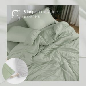 DOZ Duvet Cover Set, 100% Viscose derived from Bamboo, Organically Grown, Buttery Soft, Cooling Duvet Covers, High GSM, 1 Duvet Cover and 1 Pillowcase, 70"x90" (Sage, Twin/Twin XL)