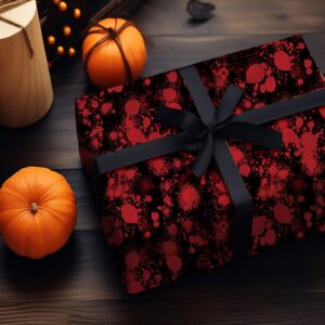 JarThenaAMCS Halloween Bloody Wrapping Paper - Mini Roll - 17 In x 32.8 Ft Blood Splatter Gift Wrap Paper for DIY Art Crafts Halloween Holiday Horror Party