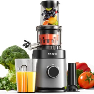 cold press juicer, slow masticating machines with extra large feed chute fit whole fruits & vegetables easy clean self feeding effortless for batch juicing, high juice yield, bpa free, black