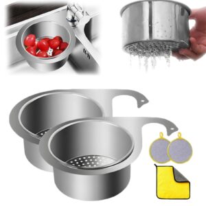 stainless steel swan sink strainer basket, side kitchen sink swan drain strainer basket corner, multifunction faucet hanging filter basket, swan drain rack for sink food strainer (2pcs)