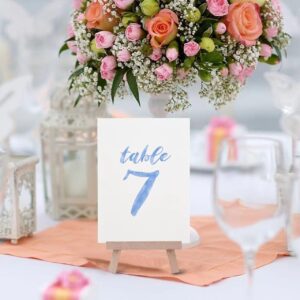 Blue Wedding Table Number Cards, Elegant 5 x 7 inch Seating Signs, Double Sided Numeric Table Numbers 1-20 Wedding Table Decorations for Wedding Receptions, Anniversary Parties and more（20）