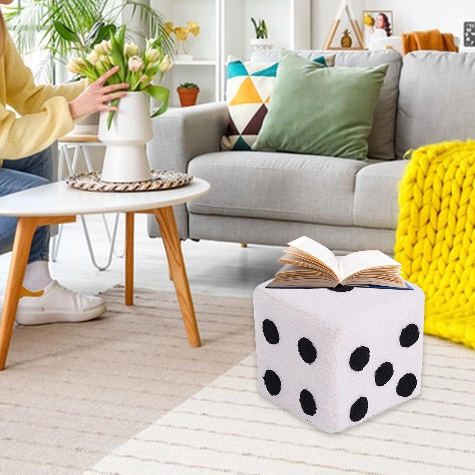 Huvqianu Dice Chair for Playroom | Dice Stool Chair | Dice Design Stool | Game-Themed Stool, Dice Chair for Kids, Dice-Inspired Seating, Dice-Shaped Stool, Fun Dice Stool