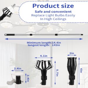 Run Pmy 12 FT Light Bulb Changer for High Ceilings, Light Bulb Changer with Pole, Telescopic Light Bulb Remover with Baskets and Suction Cup