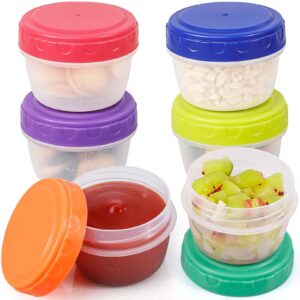 caperci 6 pack salad dressing container to go - 2.7oz leak-proof small food storage containers with lids, reusable condiment sauce cups for lunch box, bpa-free (multicolor)