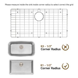 Sink Protector Grid, Sink Grids for Bottom of Kitchen Sink with Corner Radius 3-1/2",27-9/16" x 14-9/16" Sink Protector, Stainless Steel Material (27.7"W x 14.7"D x 1"H)