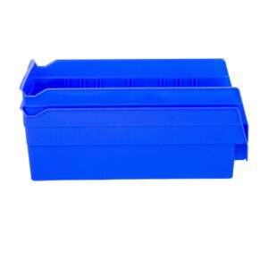 Hudson Exchange 12 x 6 x 4" Plastic Nesting Storage 12” Shelf Bin Container - 15 lb Capacity (Blue)