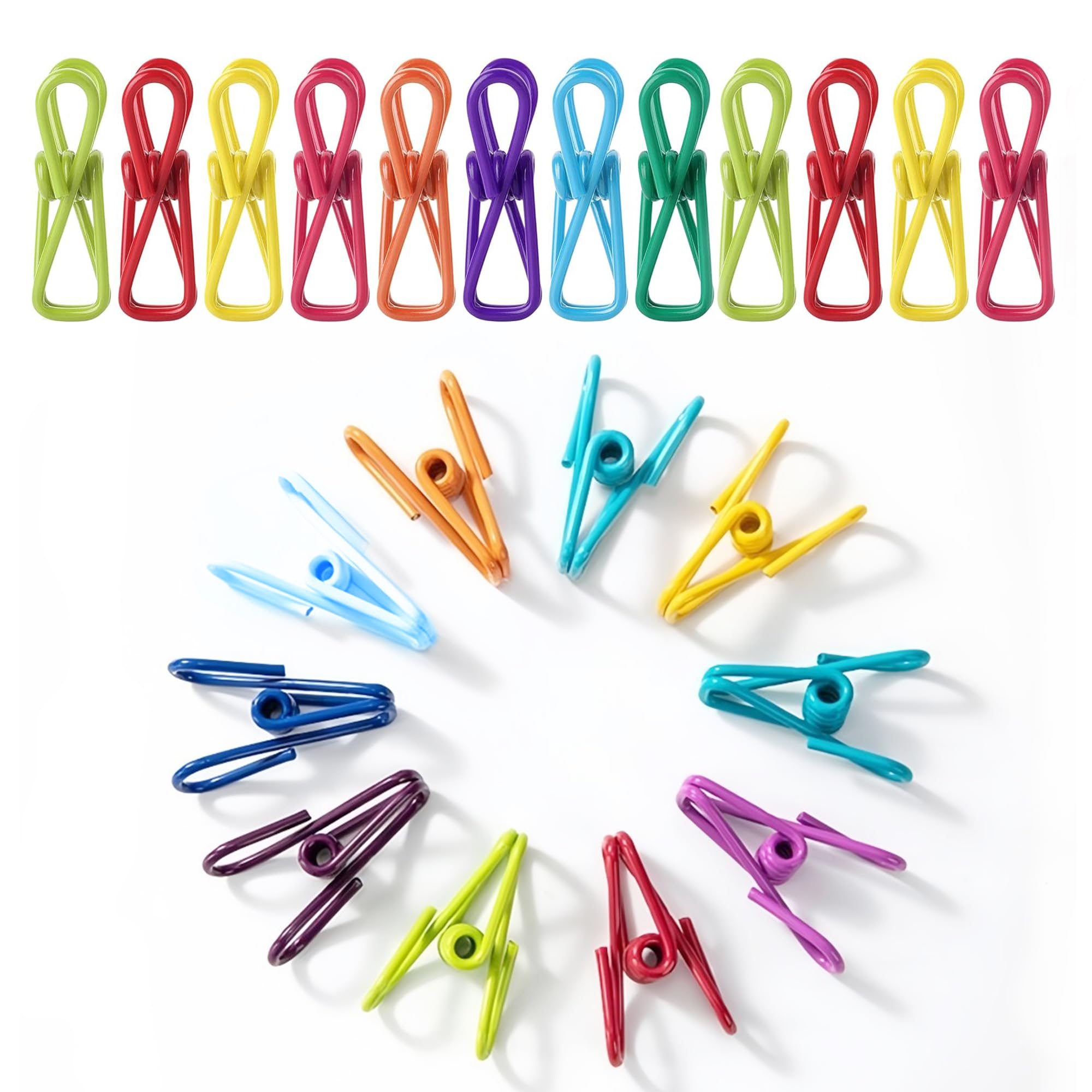 45 Pcs Chip Clips - 2 Inch Random Multi-Colored Waterproof Metal Clothes Pins for Bag, Food, Chips, Paper