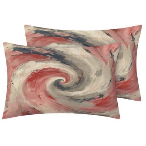 FJWXCBD Abstract Swirl Duvet Cover Full Size, Red and Beige Pattern Bedding Set 3 Piece for Bedroom Decor, Modern Artistic Duvet Cover & 2 Pillow Shams, with Zipper & Ties, Super Soft Microfiber