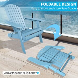 YRLLENSDAN Folding Adirondack Chair - Weather Resistant Plastic Outdoor Chairs for Patio, Lawn, Garden, or Fire Pit - Cozy Plastic Adirondack Chair for Outside Seating (1, Turquoise)