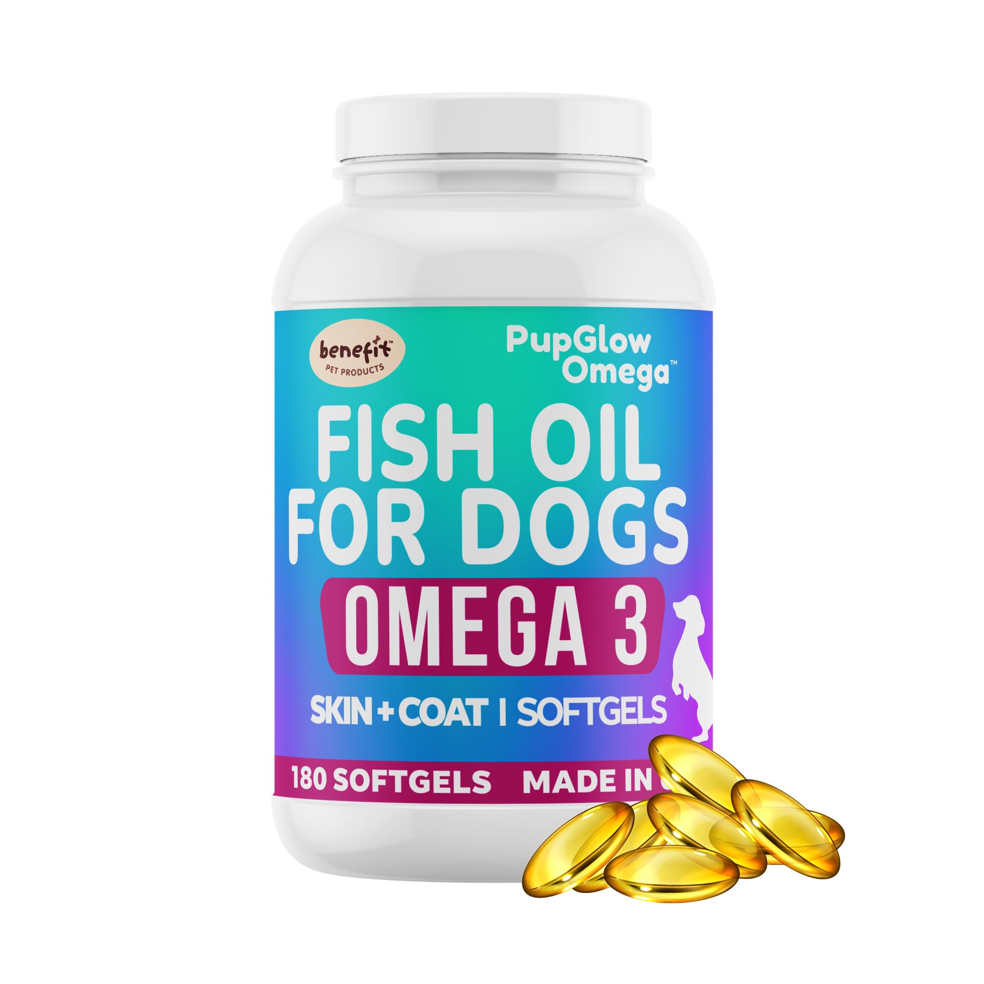 Omega 3 Fish Oil for Dogs - 120 SoftGels - Skin & Coat Supplement for Dogs, Supports Healthy Skin, Coat, Joints, Heart & Immune System, Premium Fish Oil Supplement for Dogs - Made in USA