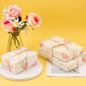 30pcs Rose Tissue Paper, 14x20 Inch Packaging Tissue Paper Gift Wrap Paper Retro Rose Tissue Paper Sheets for Gift Bag Packaging Wedding Birthday Party