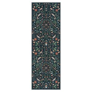 Lahome Insect Botanical 2x6 Washable Rug Runners for Hallways Non Slip,Black Bathroom Carpet Runner Kitchen Runner Rugs Non Skid,Soft Non-Slip Entryway Indoor Runners for Laundry Bedroom(Black,2x6)