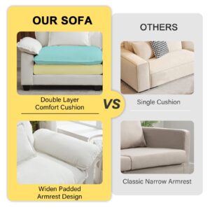 DUNELLA 88.9" Cloud Couch Sectional Couches for Living Room - Modular Chenille Sectional Sofa with Ottoman and Pillows - Modern Comfy Deep Seat Sleeper Sofa