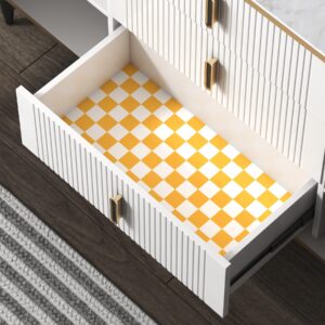 Modern Peel and Stick Wallpaper Orange and White Mosaic Checkered Contact Paper 17.7"x78.8" Self Adhesive Lattice Wallpaper Removable Decorative Wallpaper for Bedroom Countertops Cabinet Vinyl Roll