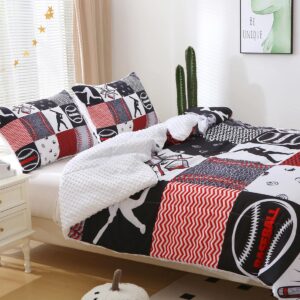 Gusuhome Baseball Comforter Set Full Size 3D Softball Sports Bedding Set for Boys Kids 3 Piece Microfiber Comforter All Season