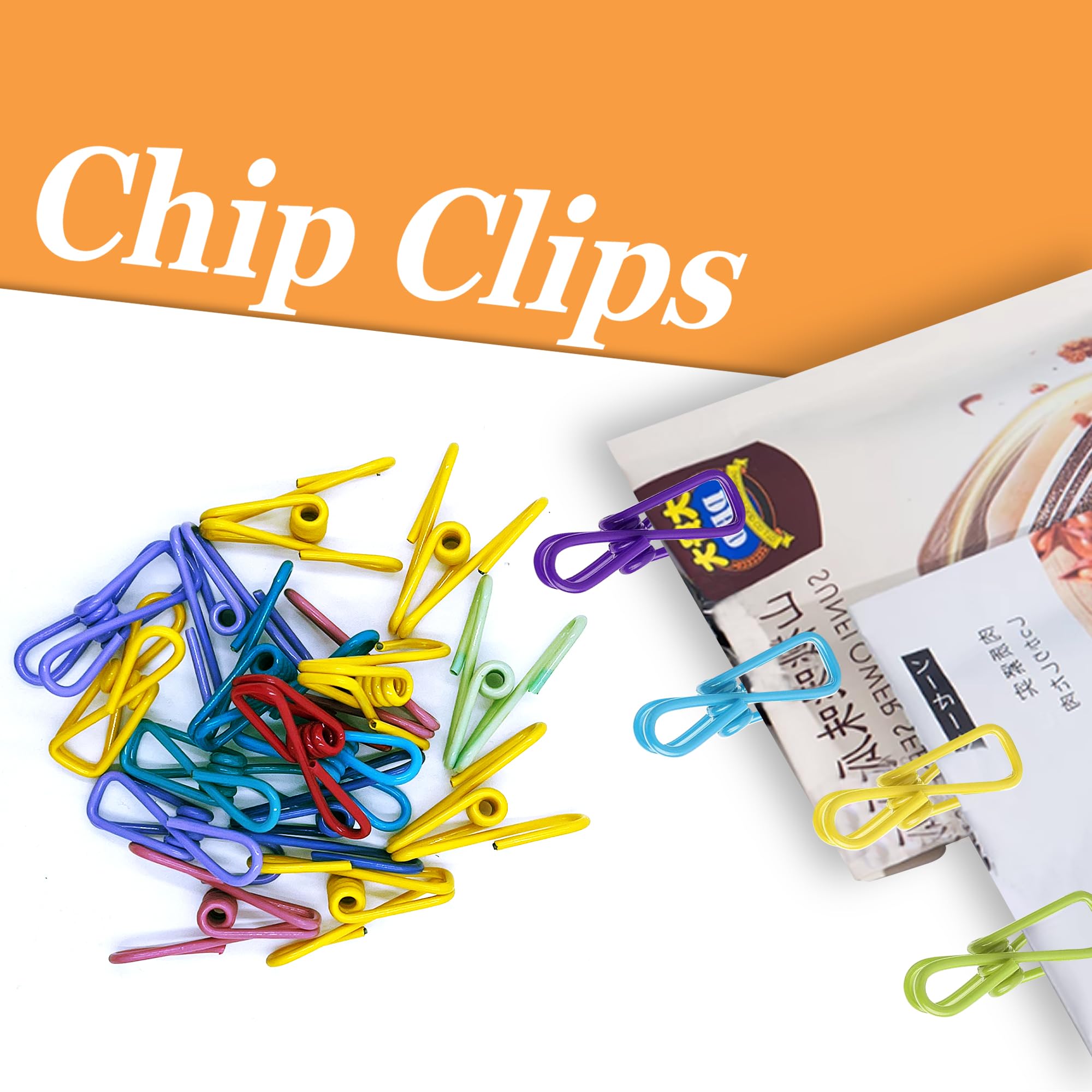 45 Pcs Chip Clips - 2 Inch Random Multi-Colored Waterproof Metal Clothes Pins for Bag, Food, Chips, Paper