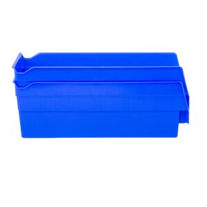 Hudson Exchange 12 x 4 x 4" Plastic Nesting Storage 12” Shelf Bin Container - 10 lb Capacity (Blue)