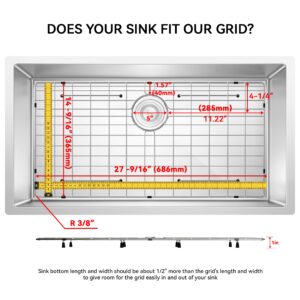 Sink Protector Grid, Sink Grids for Bottom of Kitchen Sink with Corner Radius 3-1/2",27-9/16" x 14-9/16" Sink Protector, Stainless Steel Material (27.7"W x 14.7"D x 1"H)