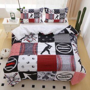 Gusuhome Baseball Comforter Set Full Size 3D Softball Sports Bedding Set for Boys Kids 3 Piece Microfiber Comforter All Season