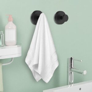 2 Pack Suction Cup Hooks for Wreaths on Glass Window Stainless Steel Shower Hooks Waterproof for Hanging Towels Loofah Robe Coat Mounting on Bathroom Glass Shower Door Mirror Tile Wall (Matte Black)