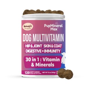 dog multivitamin soft chews - 120 count - dog joint supplement, digestive, immune, skin, coat - combined advanced vitamins for dogs, all dog ages - made in usa