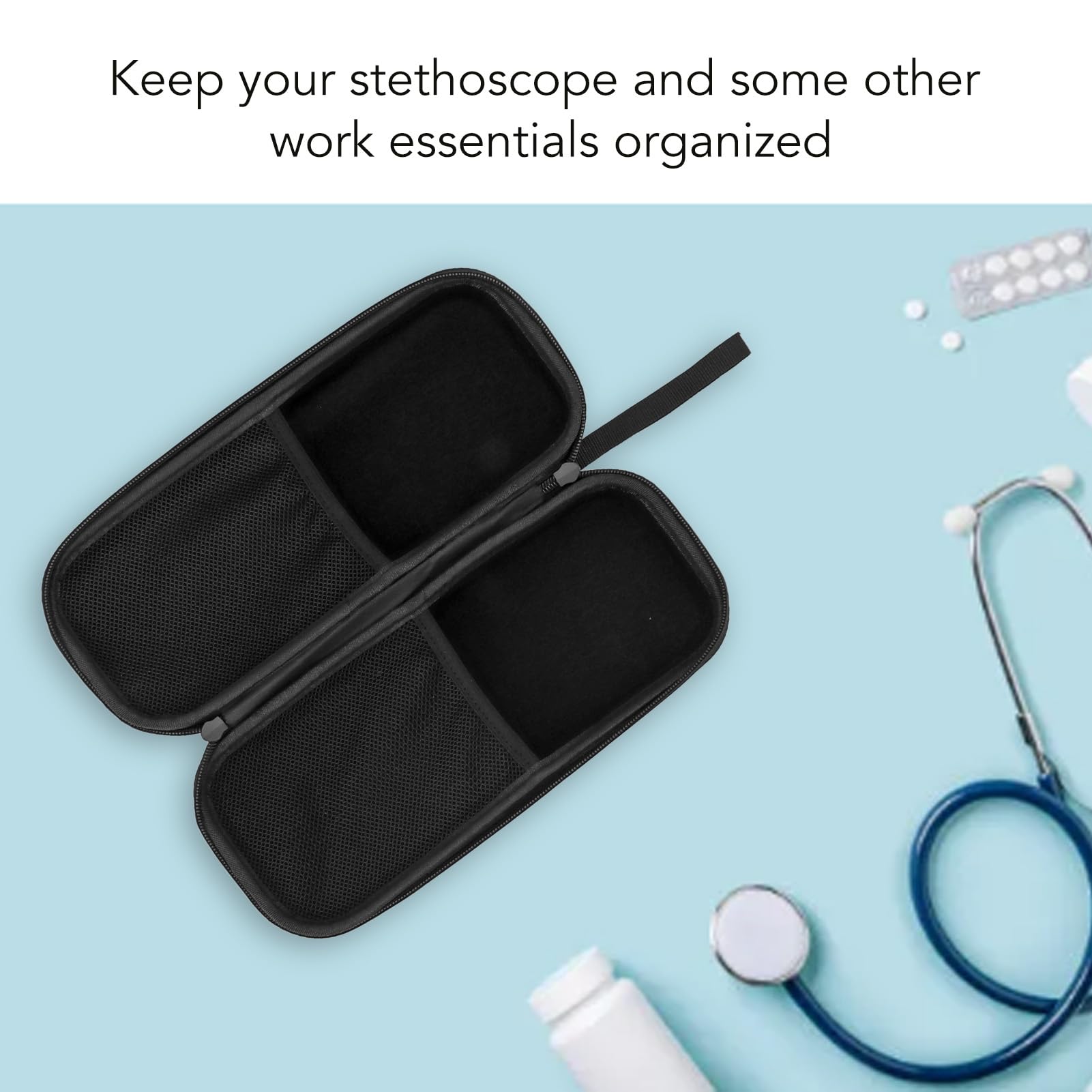 Large Hard Stethoscope Case, Shockproof EVA Stethoscope Storage Bag for Nurses, and Lightweight Carrying Solution for Medical Accessories