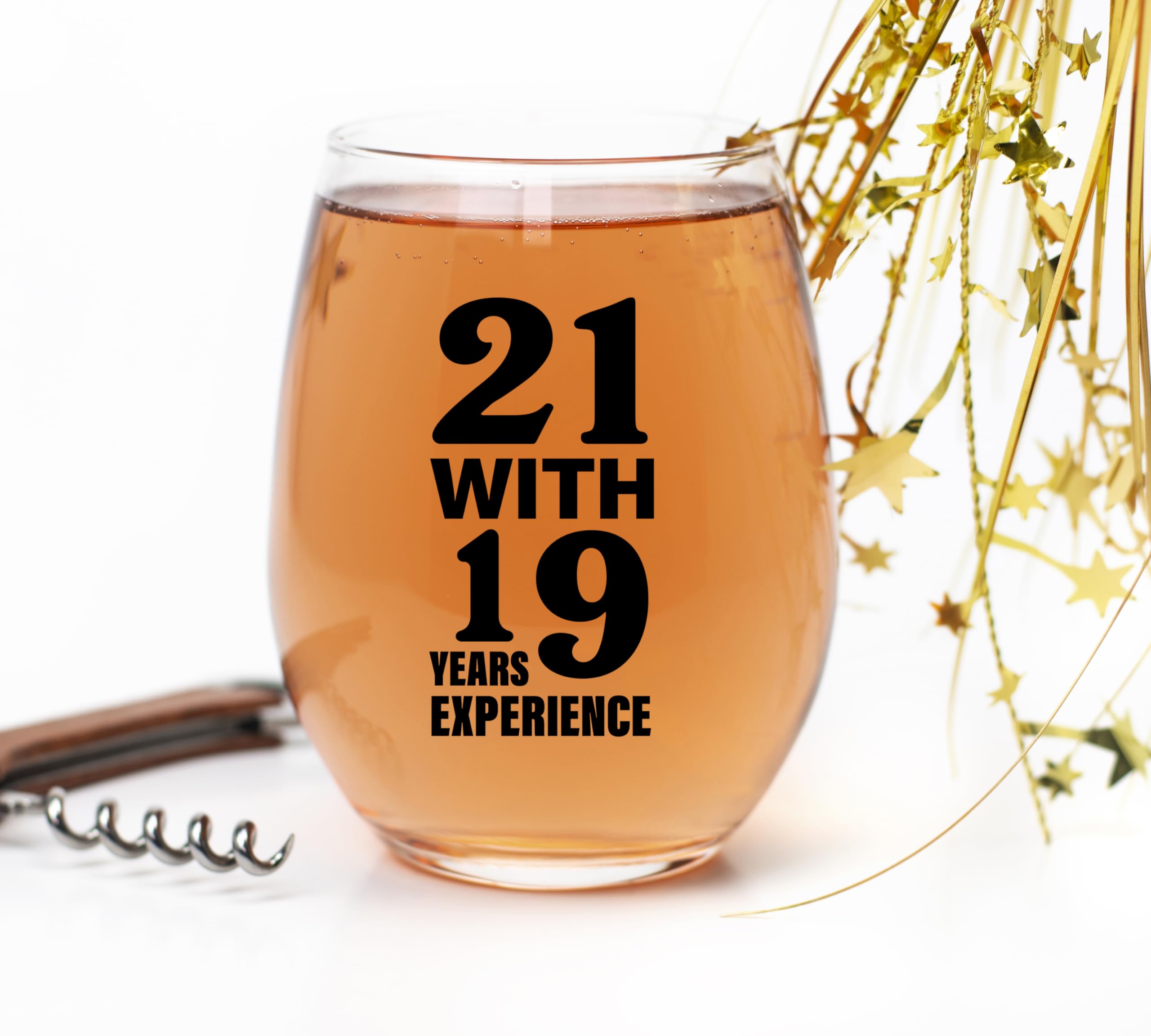 40th Birthday Gifts for Women and Men Wine Glass - Funny 21 with 19 Years of Experience Gift Idea for Mom Dad Husband Wife – 40 Year Old Party Supplies Decorations for Best Friend, Him, Her - 15oz