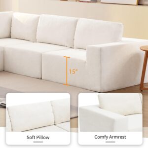 Ball & Cast 116" Luxury Upholstered Sectional Couch Set with Foam-Filled,L-Shaped Modular Reversible Sofa-Bed W/Free Combination,Modern Cozy Sleeper Furniture for Living Room Large Space,Beige