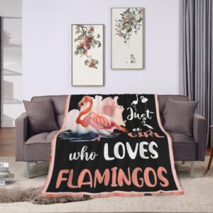 Flamingo Blanket Just A Girl Who Loves Flamingo Throw Blanket Flamingo Stuff Decor Merch Cozy Flannel Soft Warm Plush Lightweight Bedding Animals Gifts for Girls Woman Sofa Bedding Couch 50"X40"