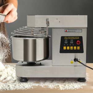 750w commercial dough mixer 10.5qt dual rotating dough kneading machine with food-grade bowl infinitely adjustable speed, security shield baking equipment for restaurant pizzeria