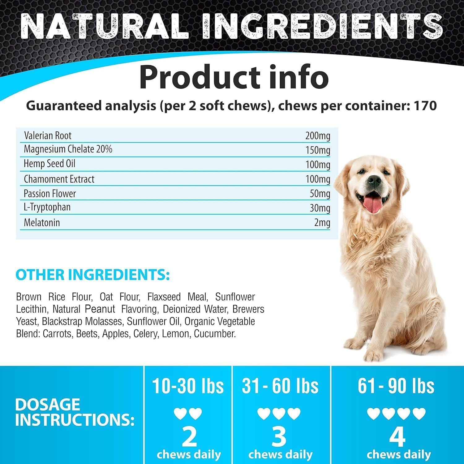 Hemp Calming Chews for Dogs Anxiety - 170 Dog Calming Chews - Anxiety Relief Treats - Dog Calming Treats - Hemp Oil - Sleep Calming Aid - Advanced Calming Health Joint Support Supplement - Made in USA