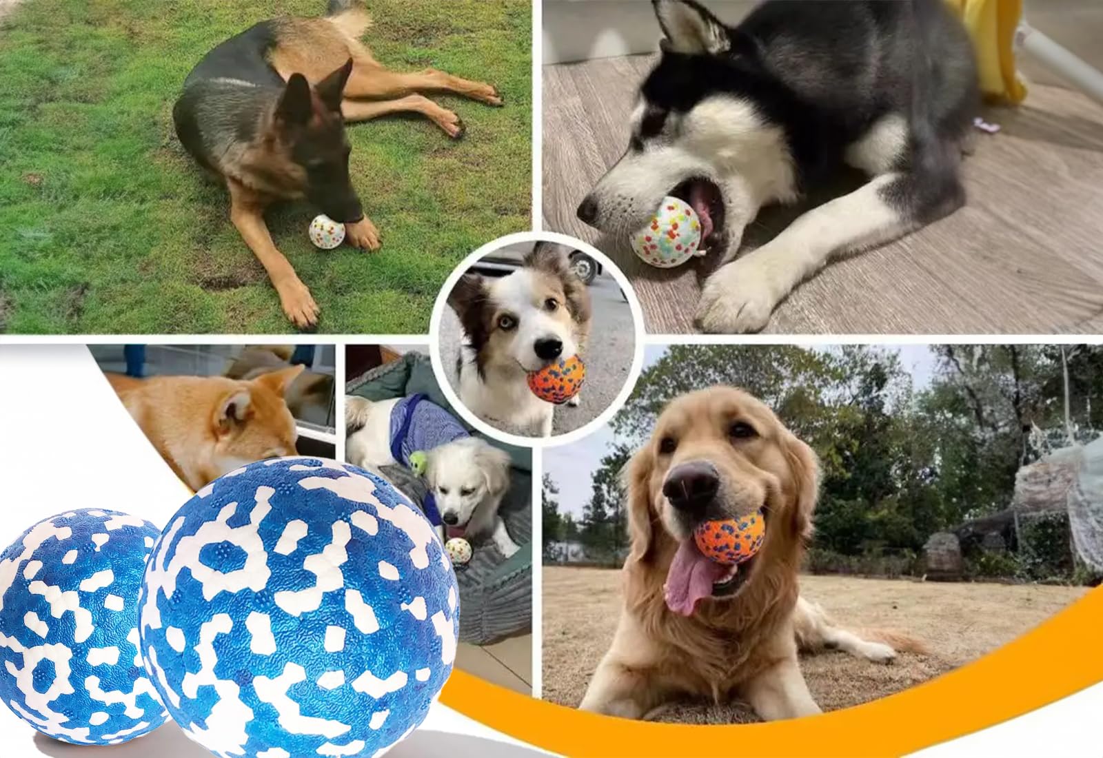 Hungry Dog Co.- Super Durable Premium Dog Balls -Pet Safe Dog Toys for Fun and Play. Very Bouncy and Durable -Great for Aggressive Chewers -Stimulating Colors and Patterns -2 Multi-Color 3” Balls #2