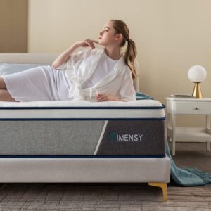 rimensy king mattress, 12 inch gel memory foam and innerspring hybrid mattress in a box, motion isolation, medium firm mattress, pressure relief, king size mattress 76"*80"*12"